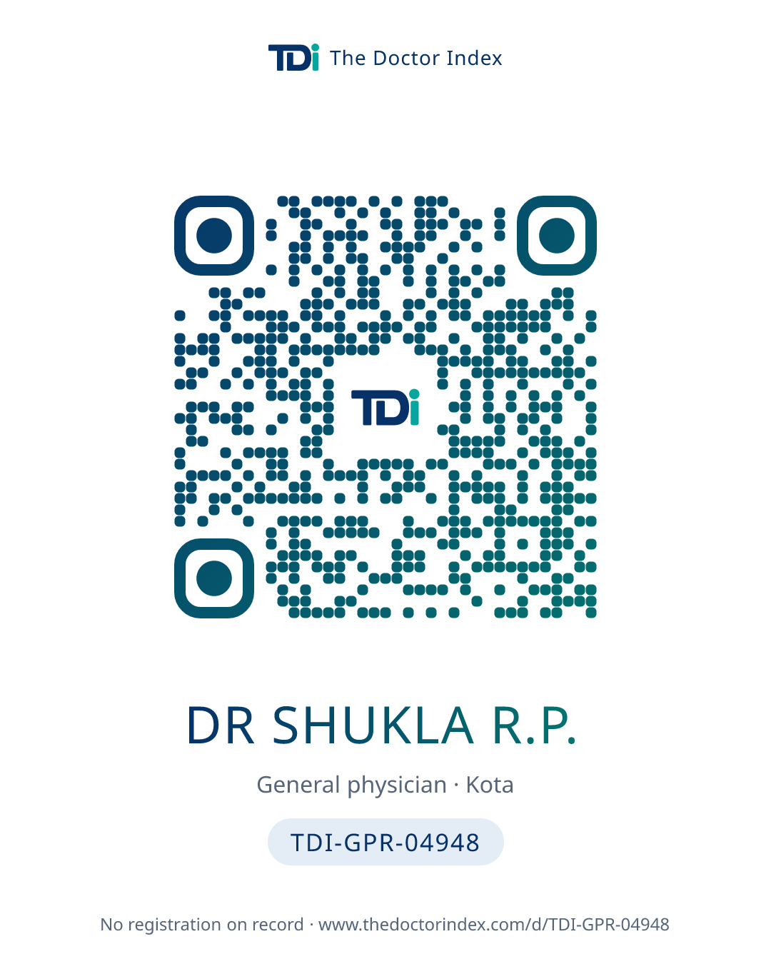 QR card for Dr Shukla R.P., TDI-GPR-04948