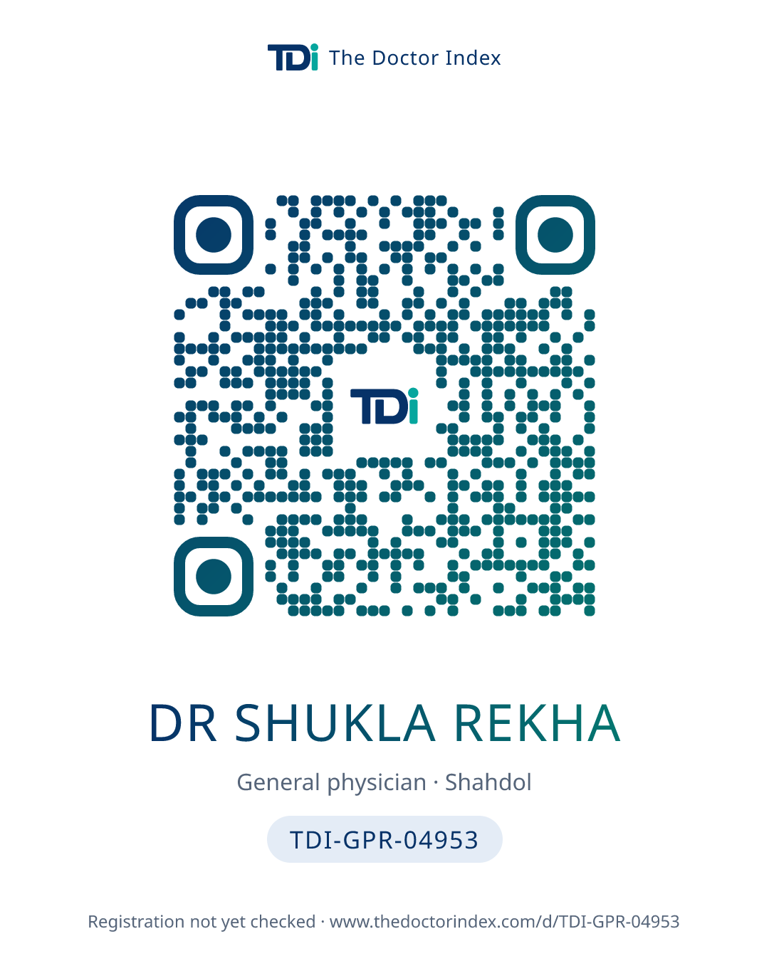QR card for Dr Shukla Rekha, TDI-GPR-04953