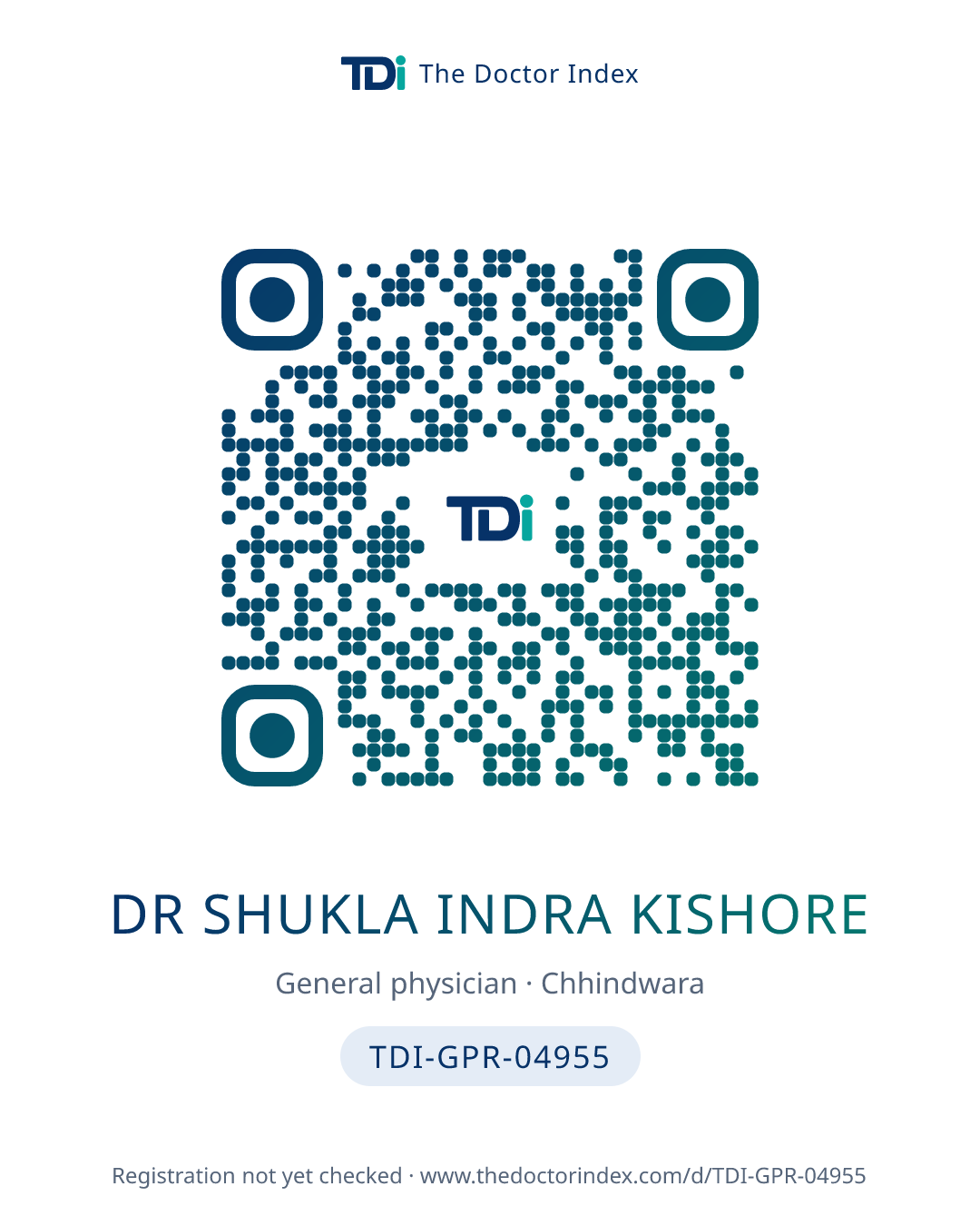 QR card for Dr Shukla Indra Kishore, TDI-GPR-04955