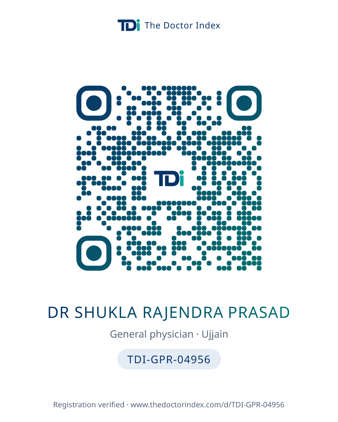 QR card for Dr Shukla Rajendra Prasad, TDI-GPR-04956