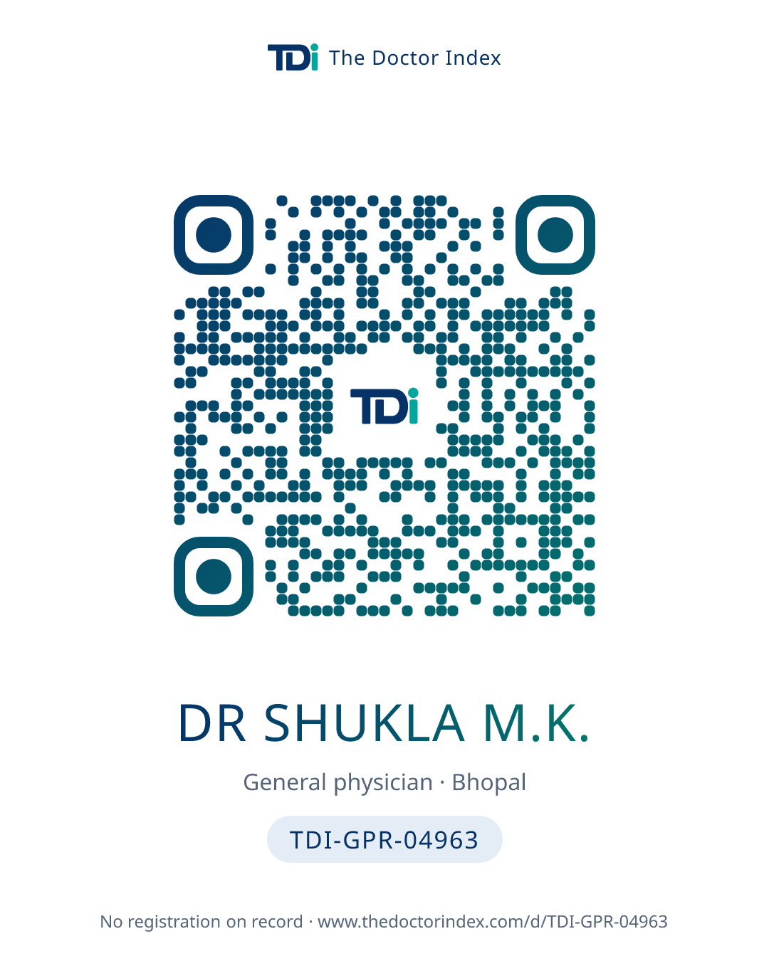 QR card for Dr Shukla M.K., TDI-GPR-04963