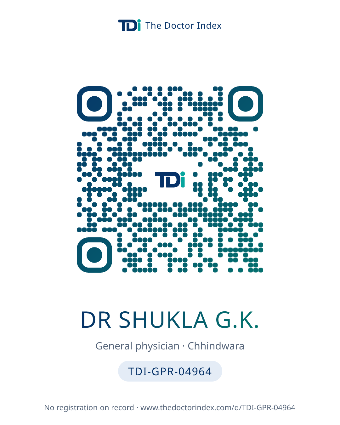 QR card for Dr Shukla G.K., TDI-GPR-04964