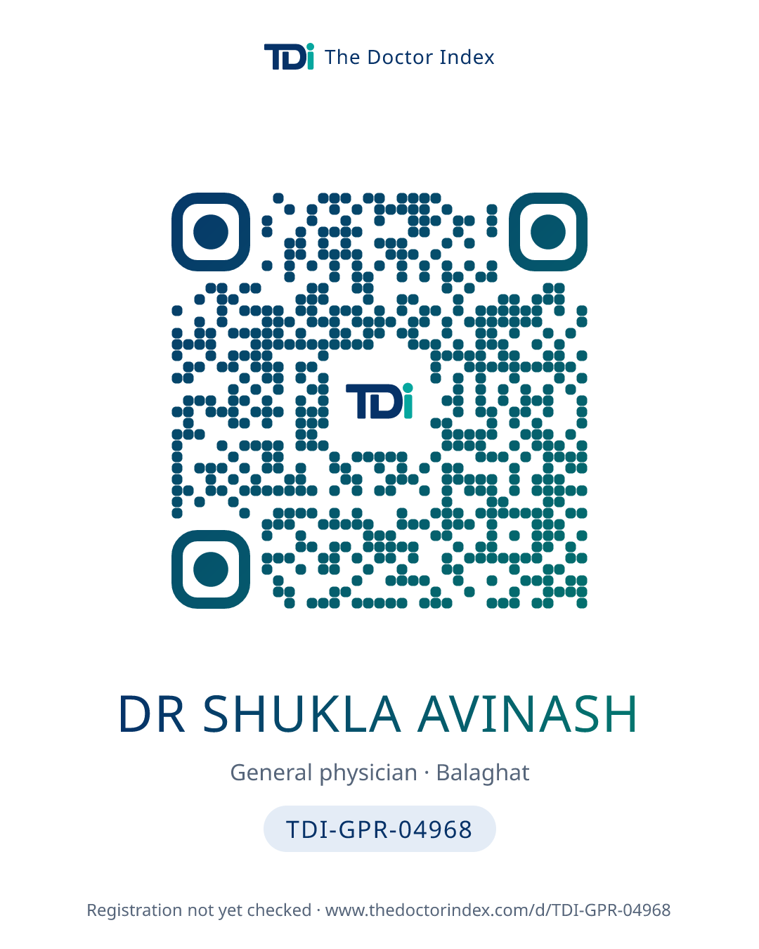 QR card for Dr Shukla Avinash, TDI-GPR-04968
