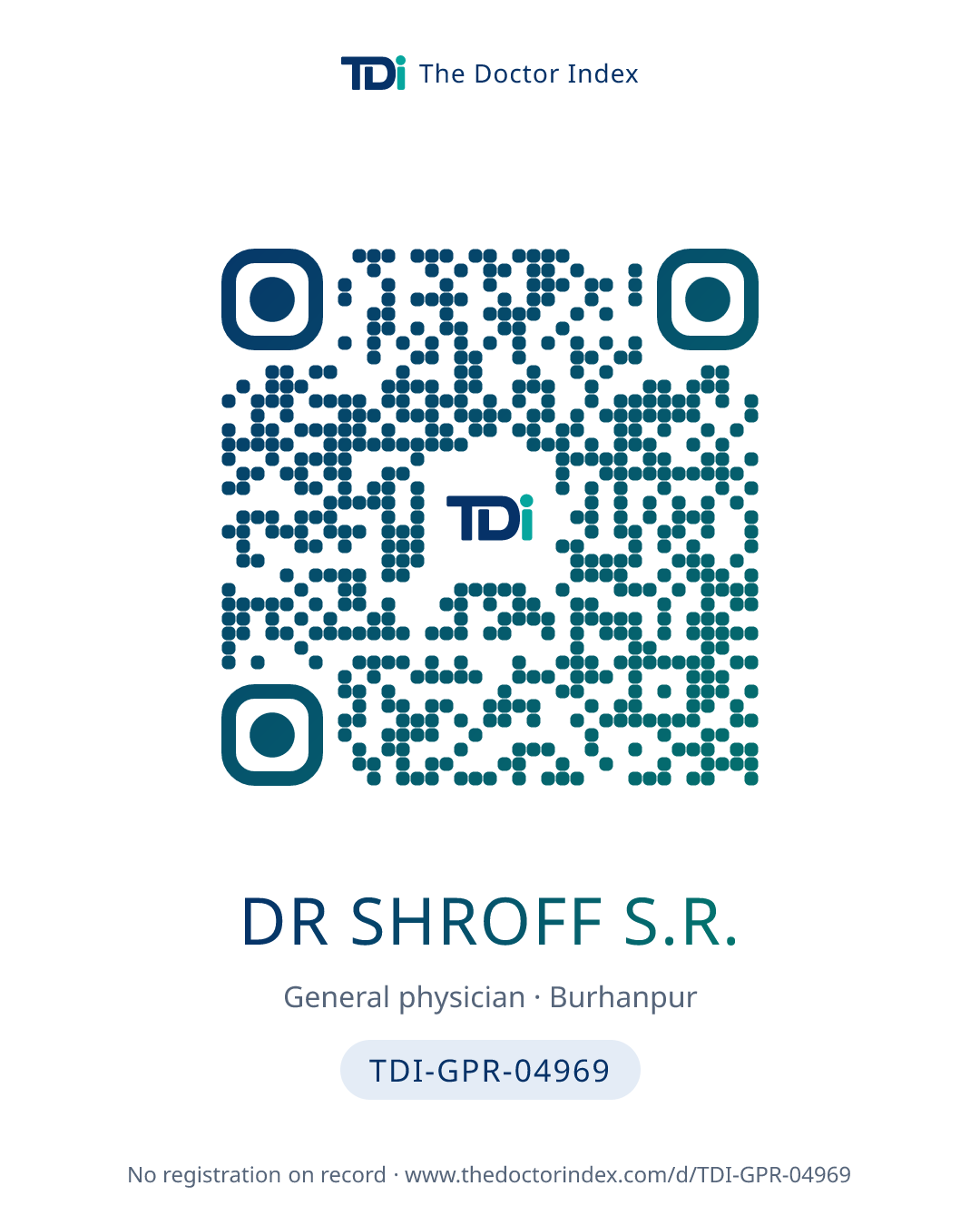 QR card for Dr Shroff S.R., TDI-GPR-04969