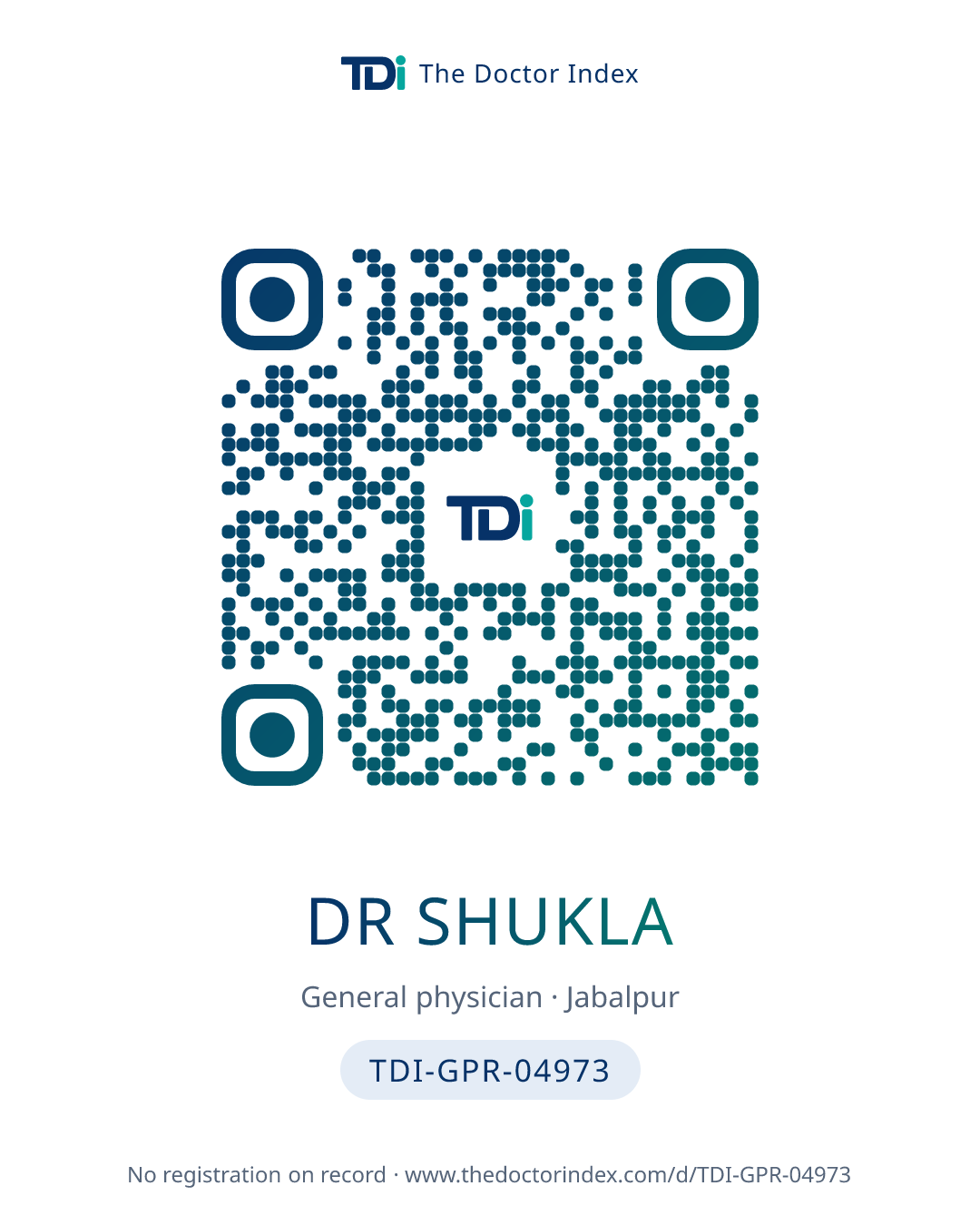 QR card for Dr Shukla, TDI-GPR-04973