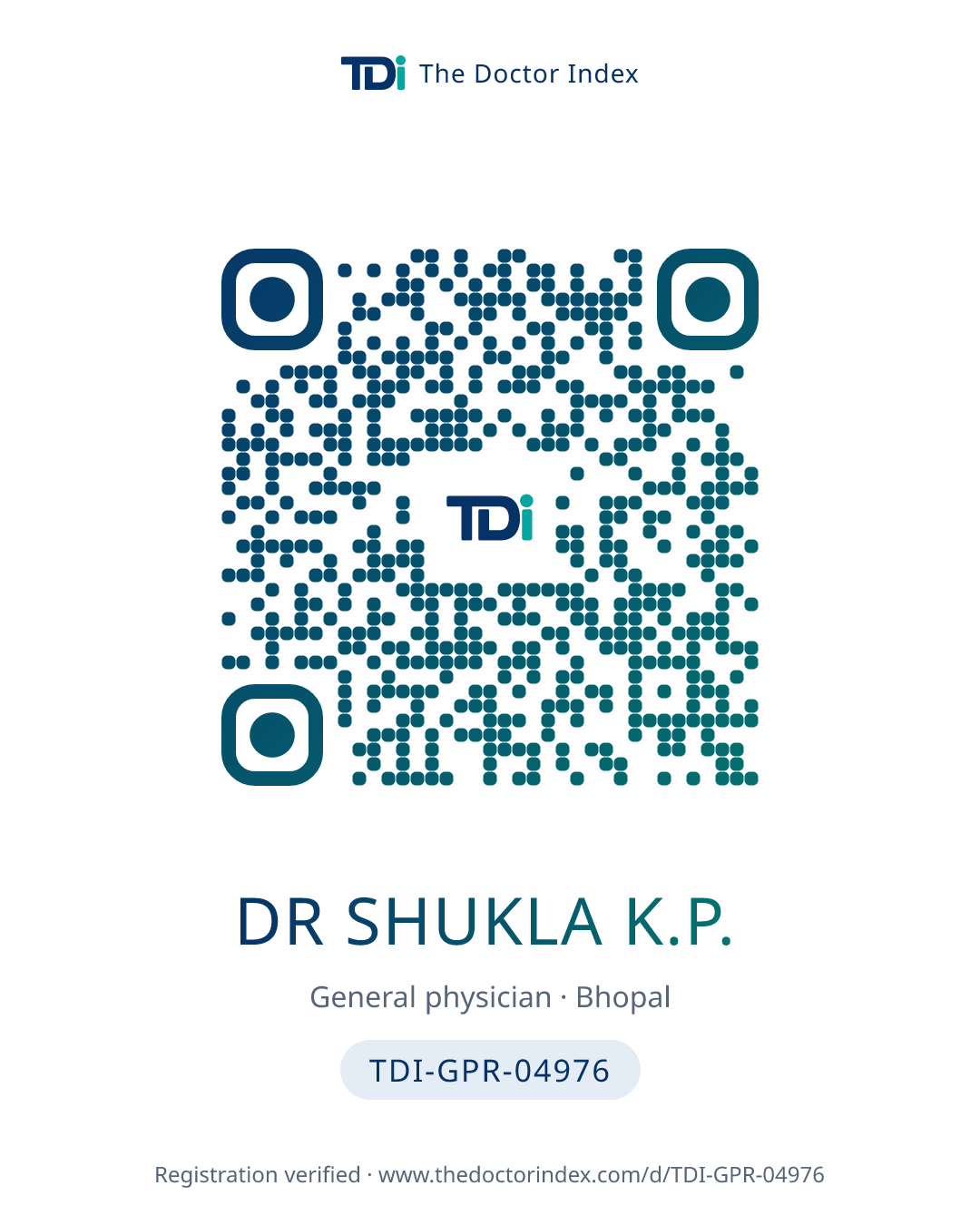 QR card for Dr Shukla K.P., TDI-GPR-04976