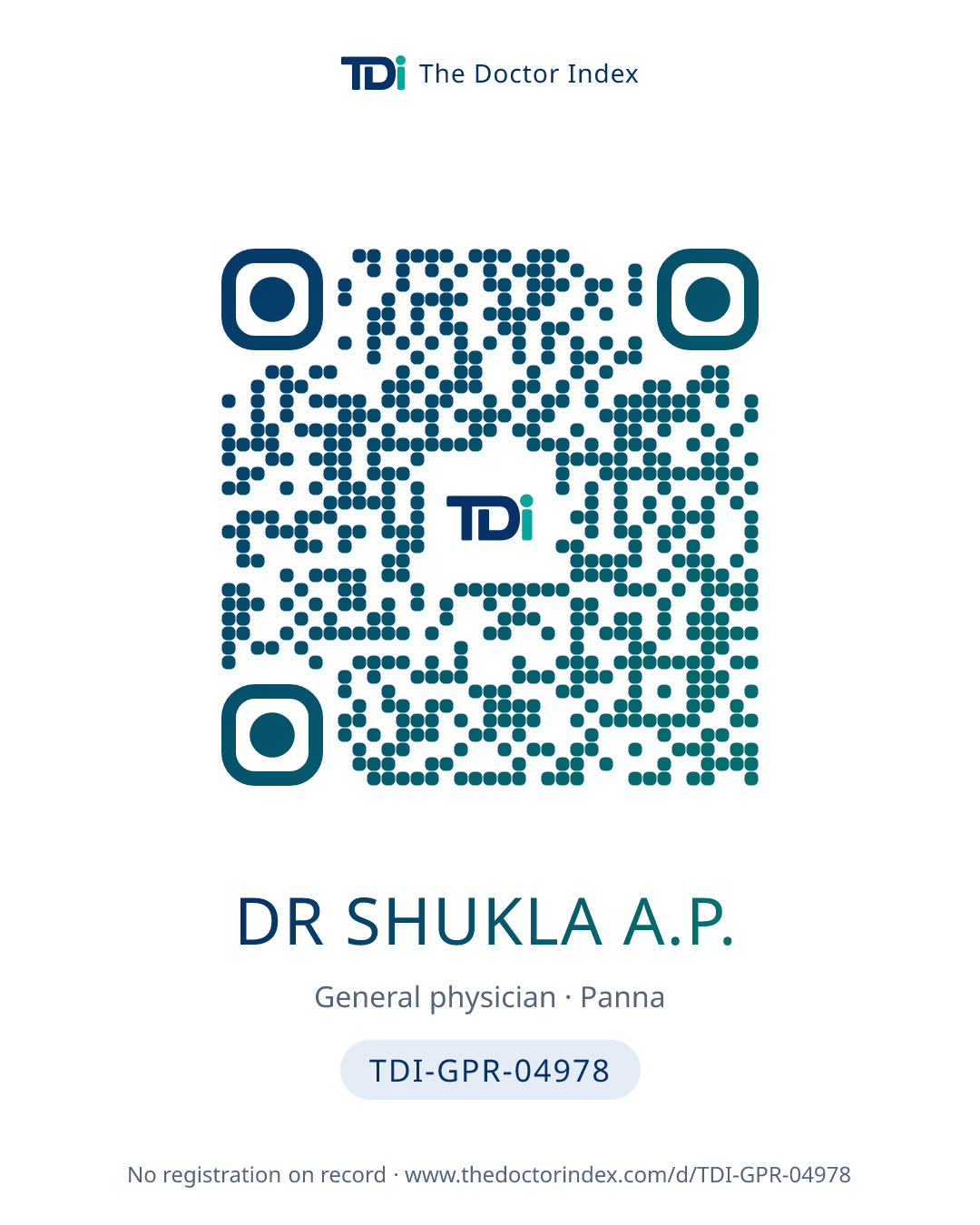 QR card for Dr Shukla A.P., TDI-GPR-04978