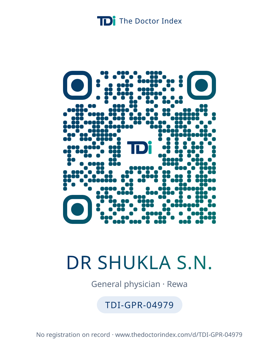QR card for Dr Shukla S.N., TDI-GPR-04979