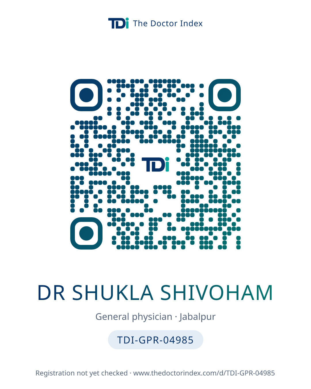 QR card for Dr Shukla Shivoham, TDI-GPR-04985