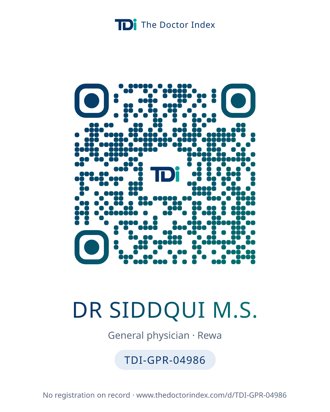 QR card for Dr Siddqui M.S., TDI-GPR-04986