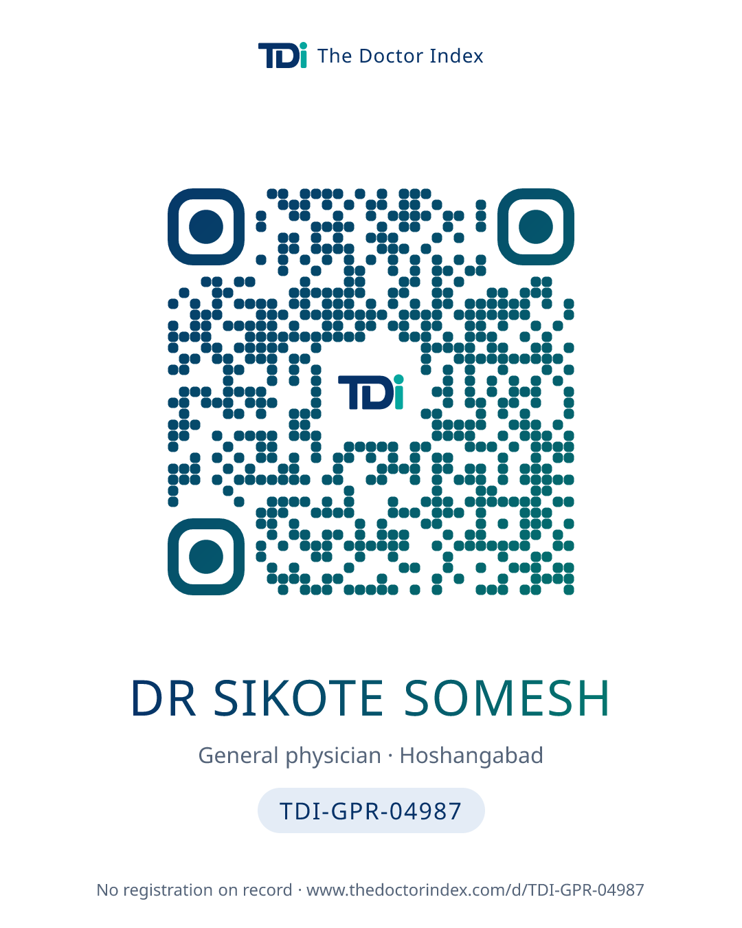 QR card for Dr Sikote Somesh, TDI-GPR-04987