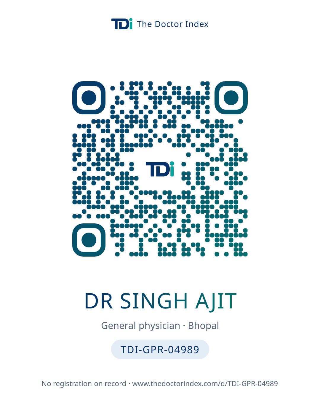 QR card for Dr Singh Ajit, TDI-GPR-04989