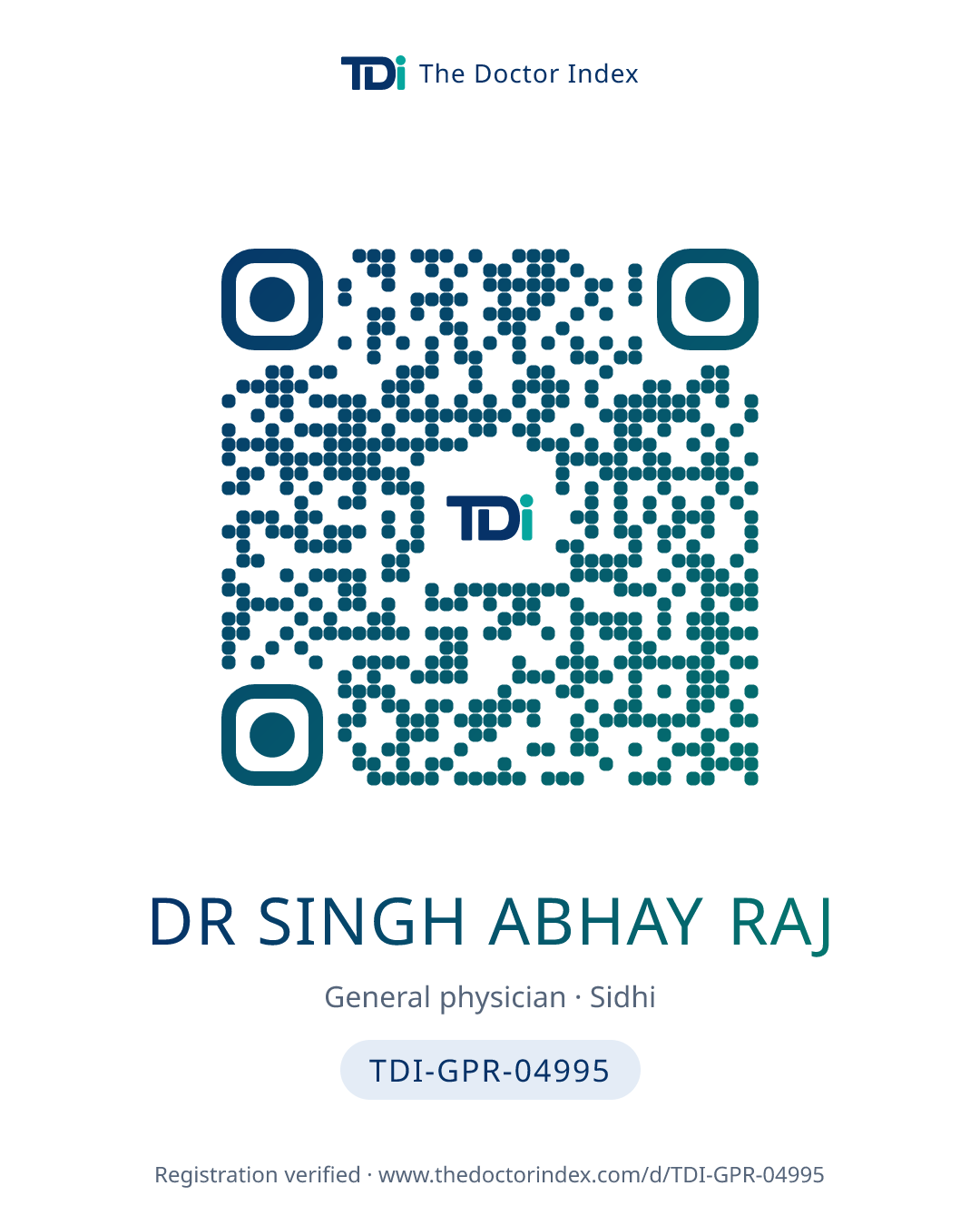 QR card for Dr Singh Abhay Raj, TDI-GPR-04995