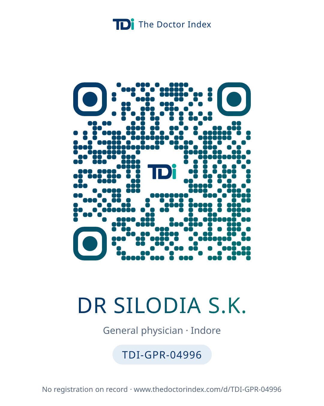 QR card for Dr Silodia S.K., TDI-GPR-04996