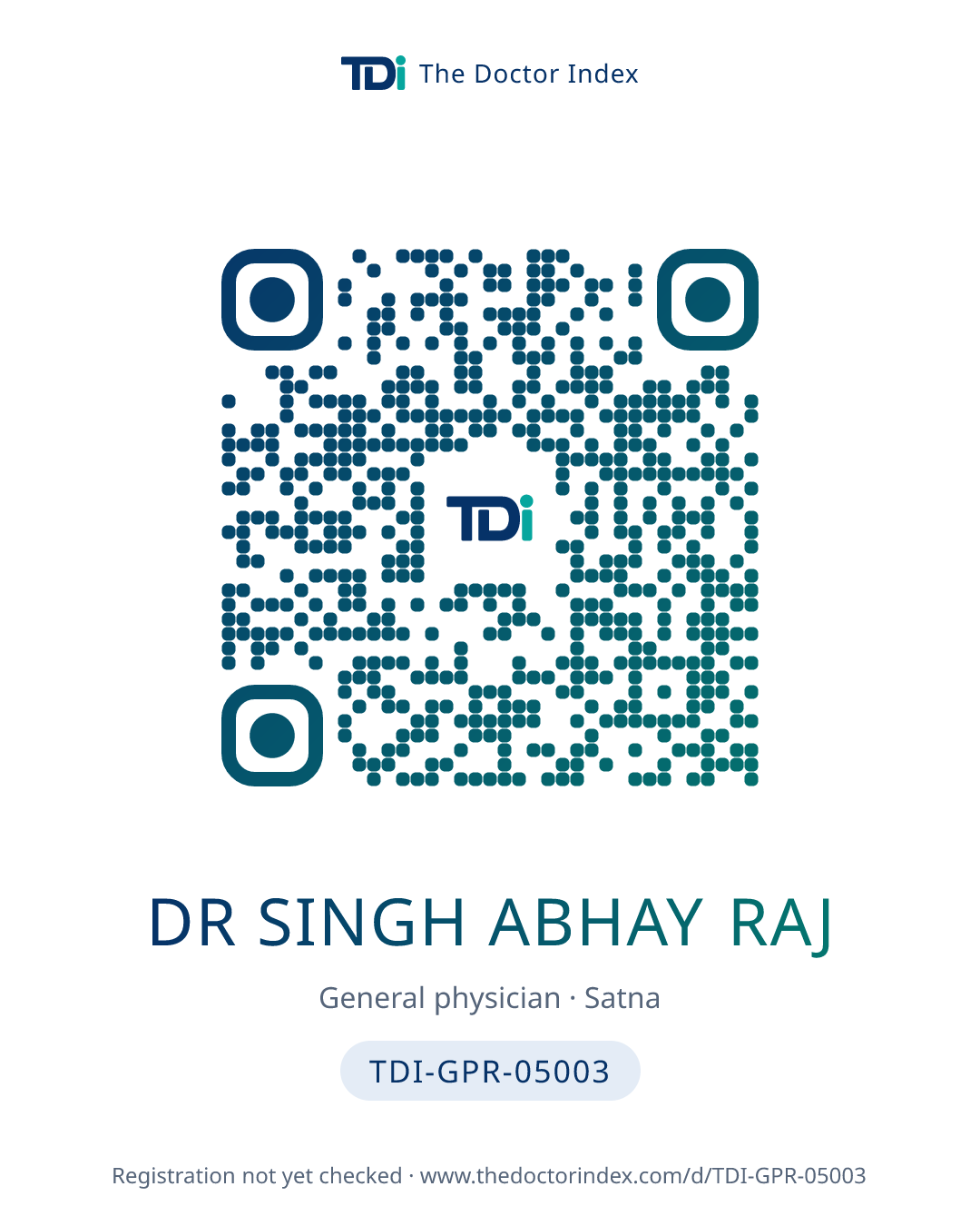 QR card for Dr Singh Abhay Raj, TDI-GPR-05003