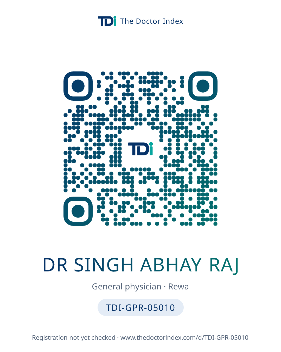 QR card for Dr Singh Abhay Raj, TDI-GPR-05010
