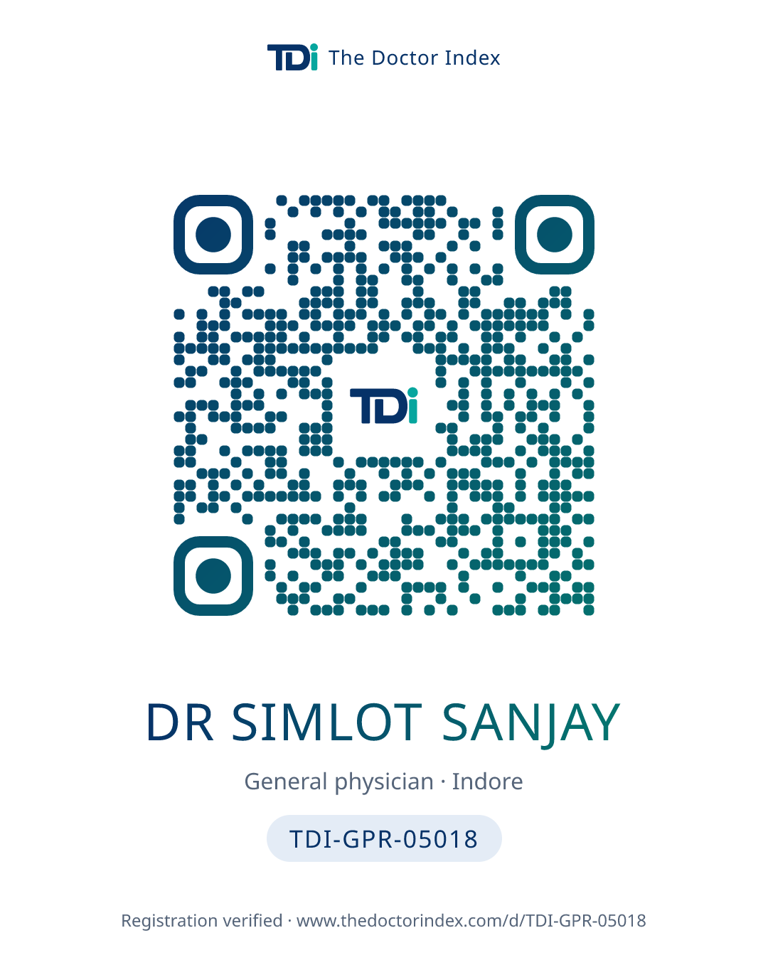 QR card for Dr Simlot Sanjay, TDI-GPR-05018