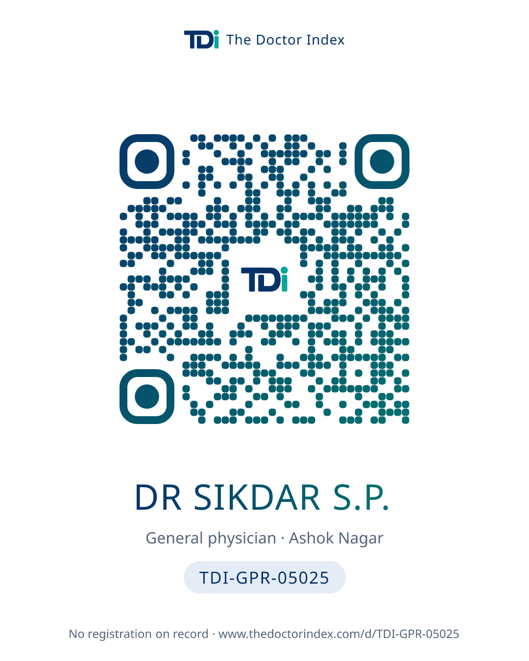 QR card for Dr Sikdar S.P., TDI-GPR-05025
