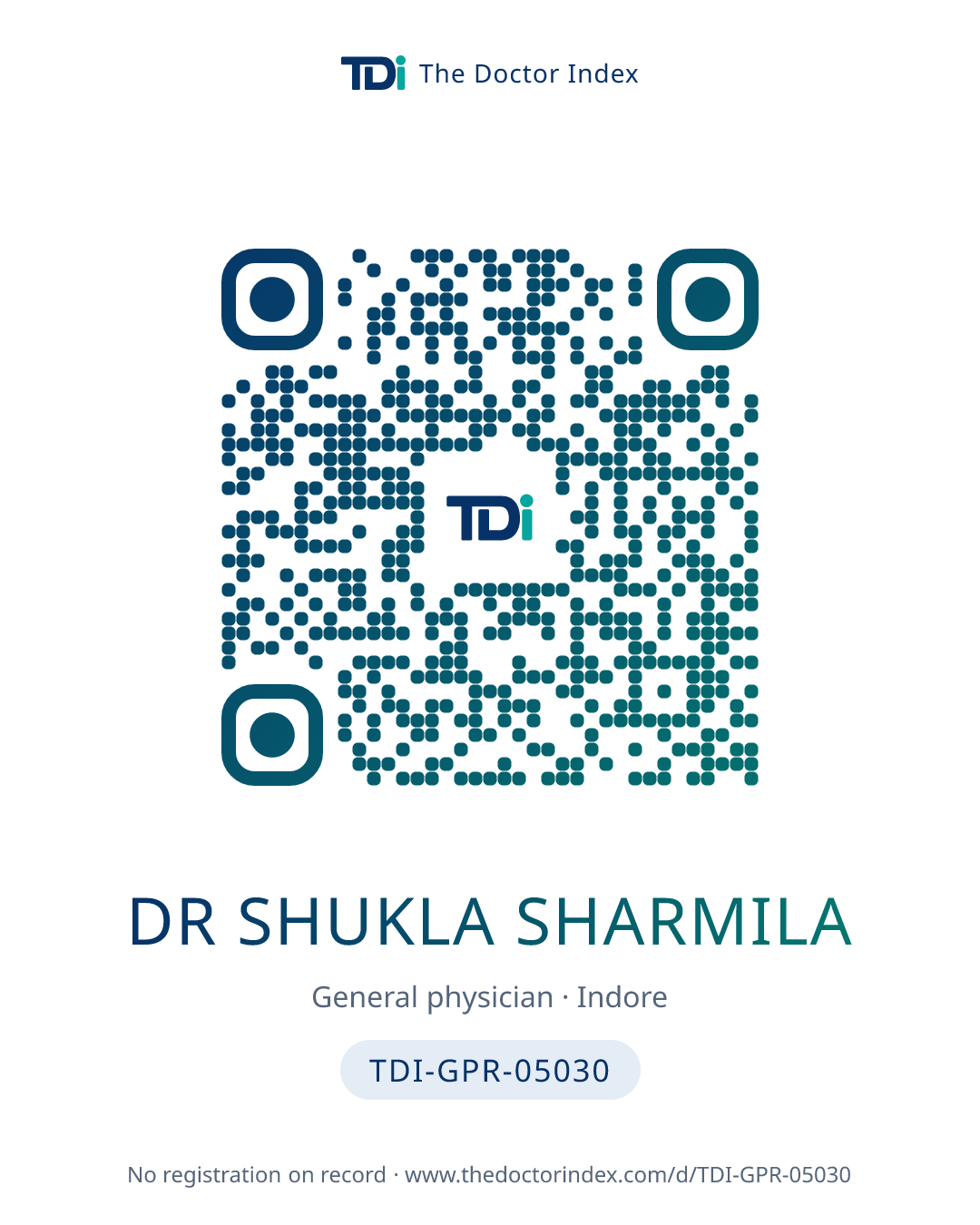 QR card for Dr Shukla Sharmila, TDI-GPR-05030