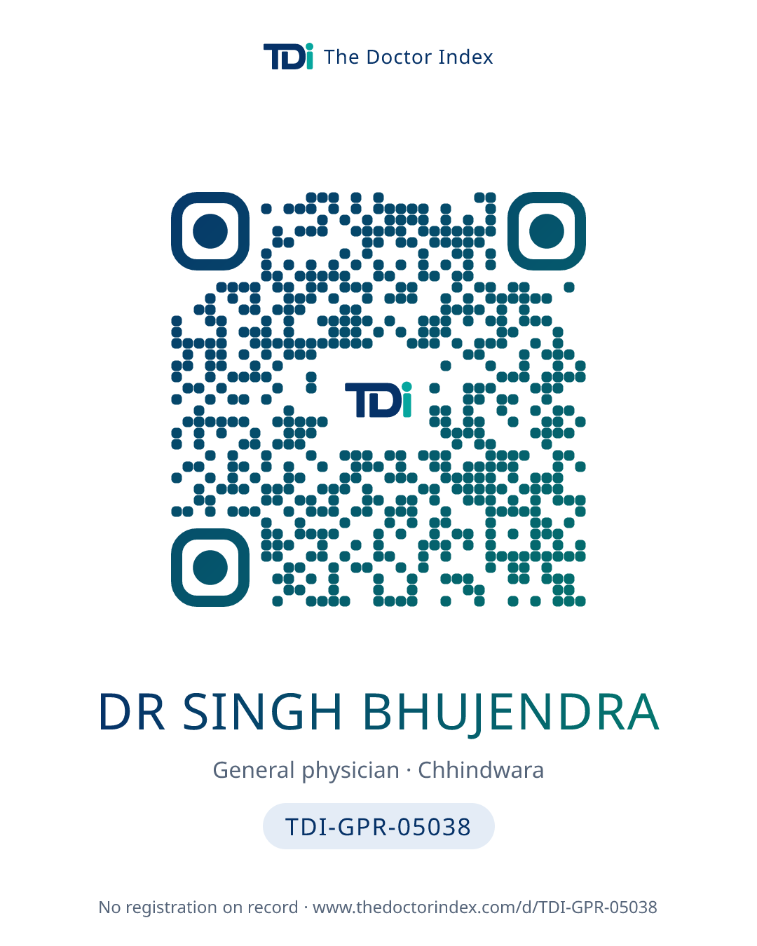QR card for Dr Singh Bhujendra, TDI-GPR-05038