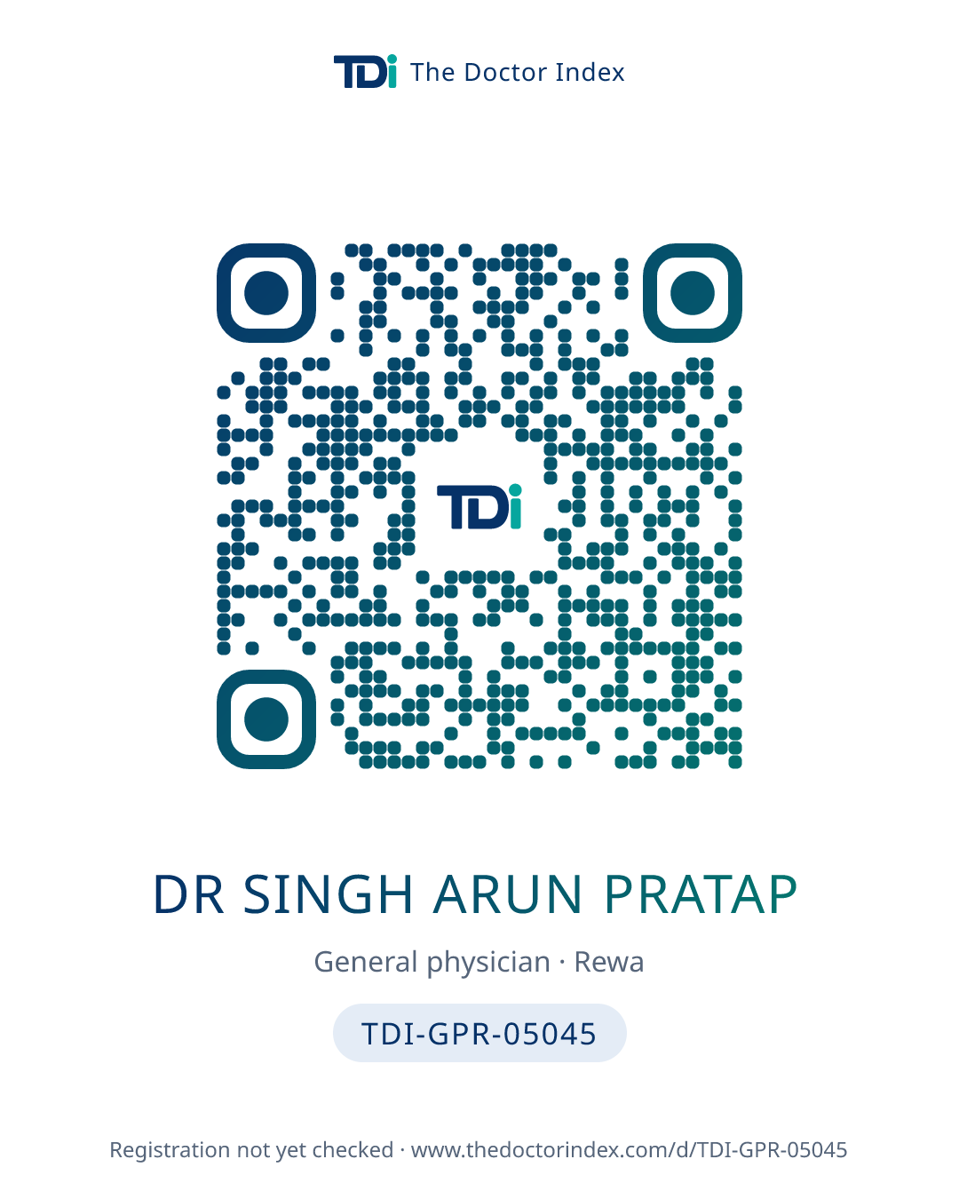 QR card for Dr Singh Arun Pratap, TDI-GPR-05045