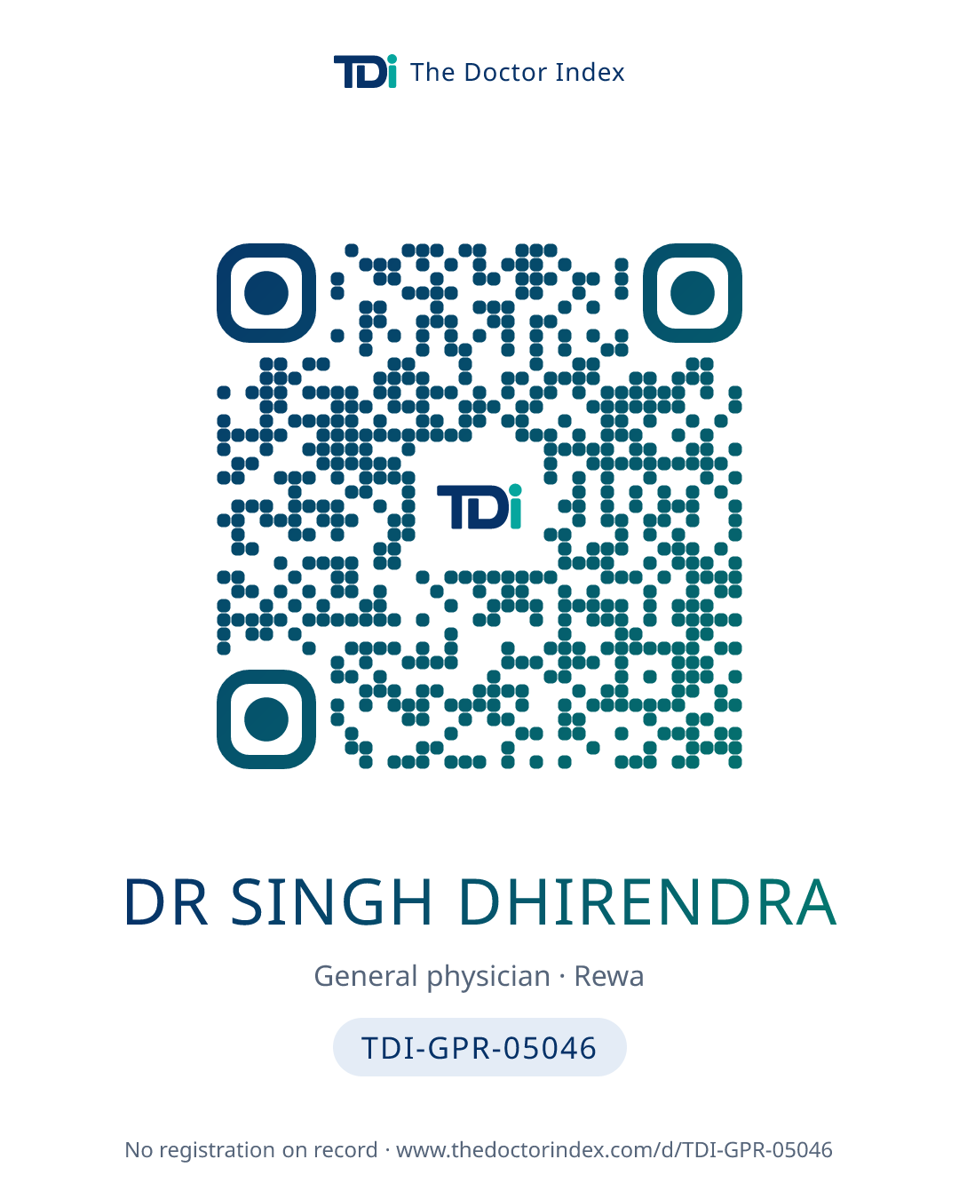 QR card for Dr Singh Dhirendra, TDI-GPR-05046