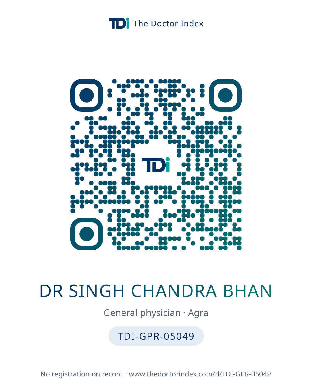 QR card for Dr Singh Chandra Bhan, TDI-GPR-05049