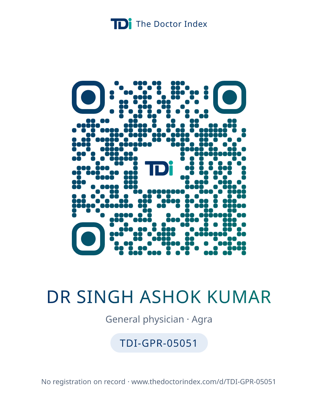 QR card for Dr Singh Ashok Kumar, TDI-GPR-05051