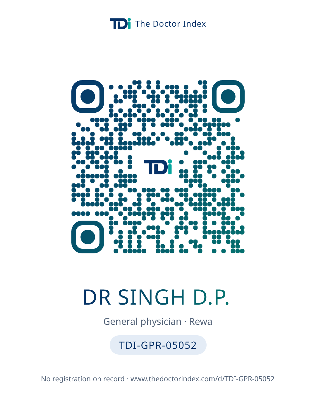 QR card for Dr Singh D.P., TDI-GPR-05052