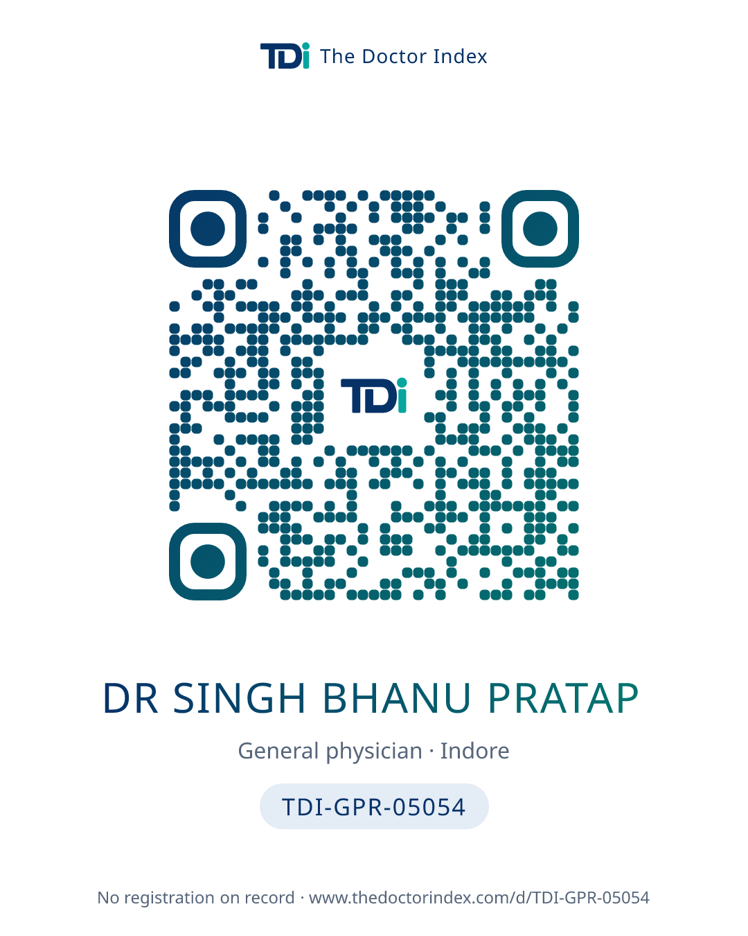 QR card for Dr Singh Bhanu Pratap, TDI-GPR-05054