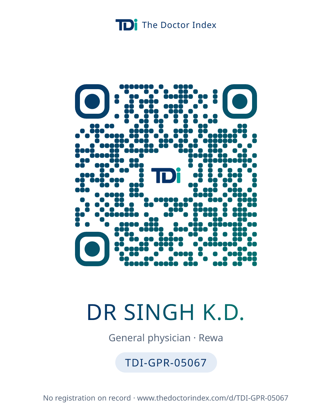 QR card for Dr Singh K.D., TDI-GPR-05067