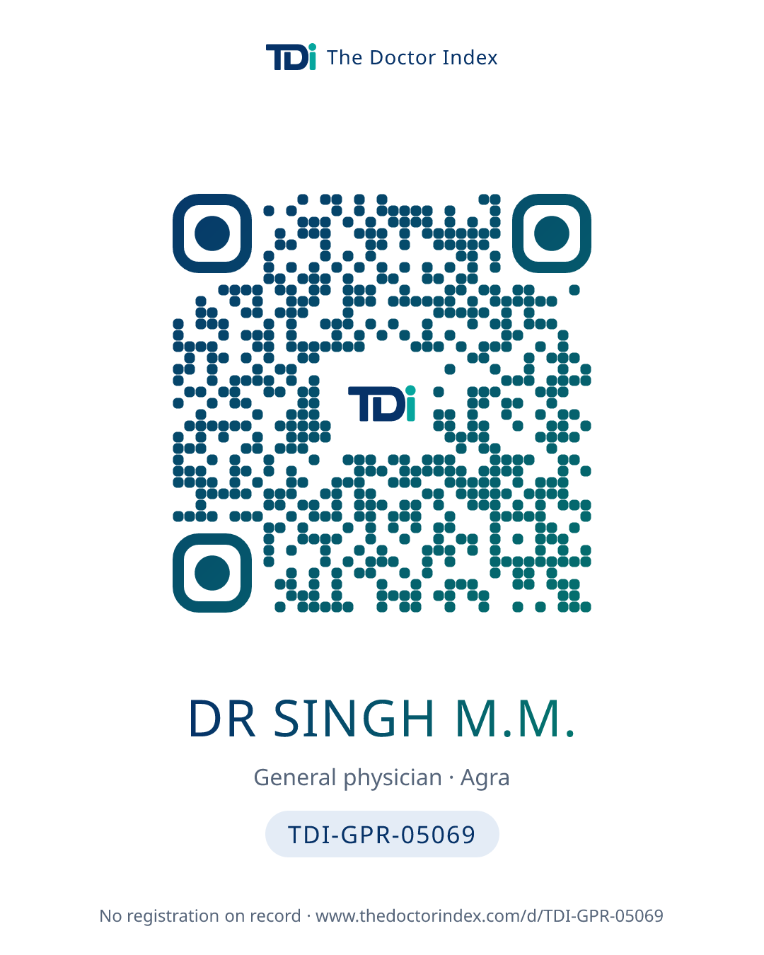 QR card for Dr Singh M.M., TDI-GPR-05069