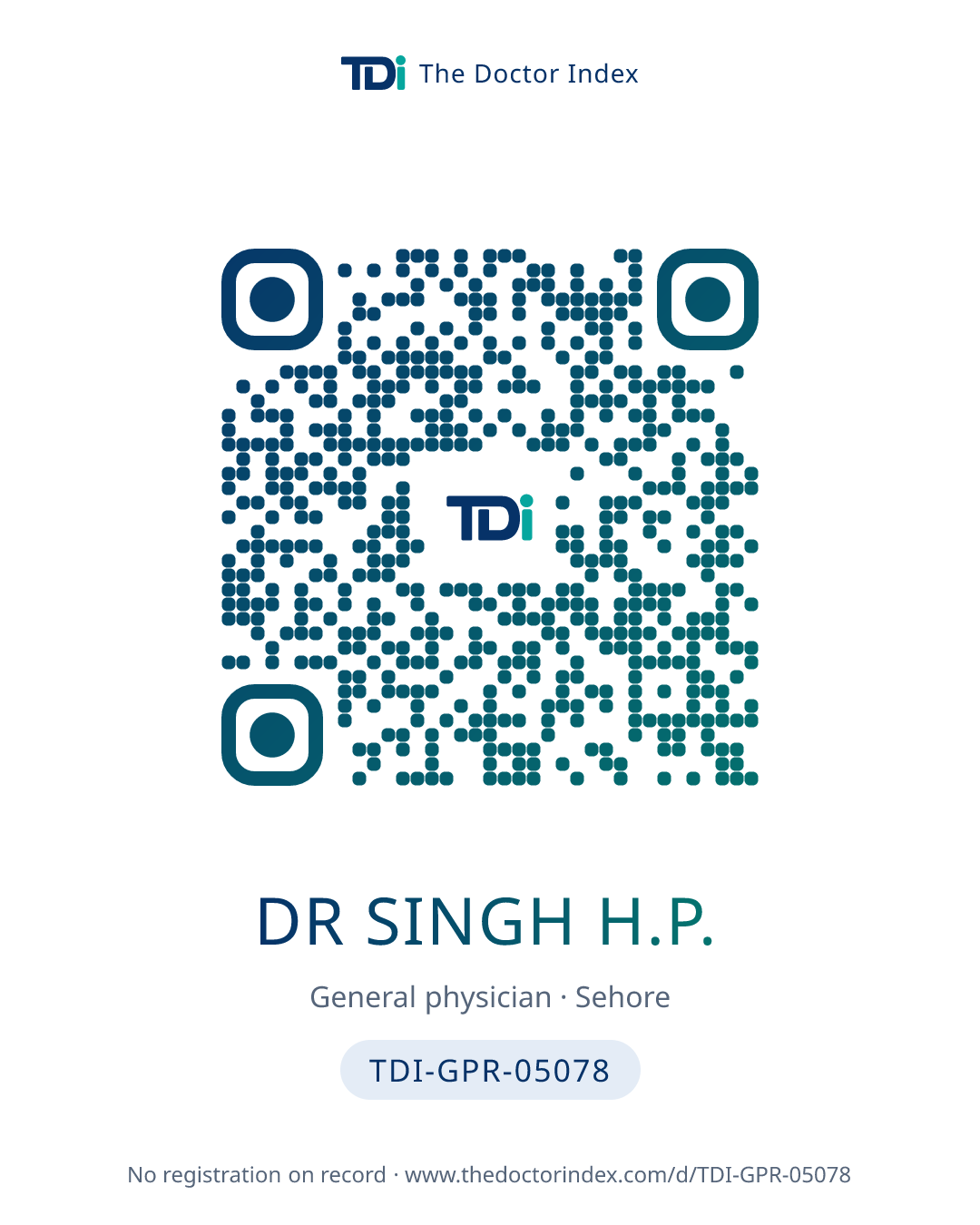 QR card for Dr Singh H.P., TDI-GPR-05078
