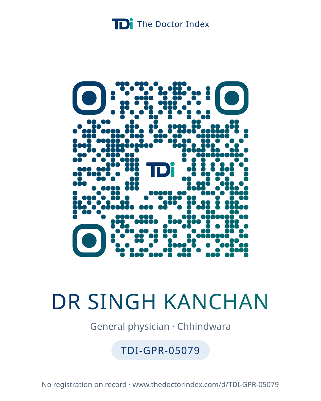 QR card for Dr Singh Kanchan, TDI-GPR-05079