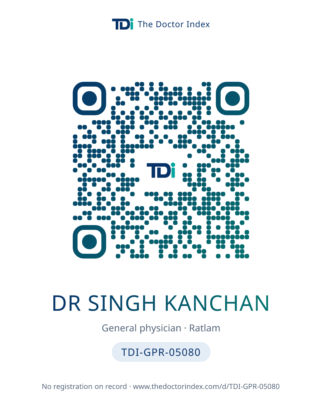 QR card for Dr Singh Kanchan, TDI-GPR-05080