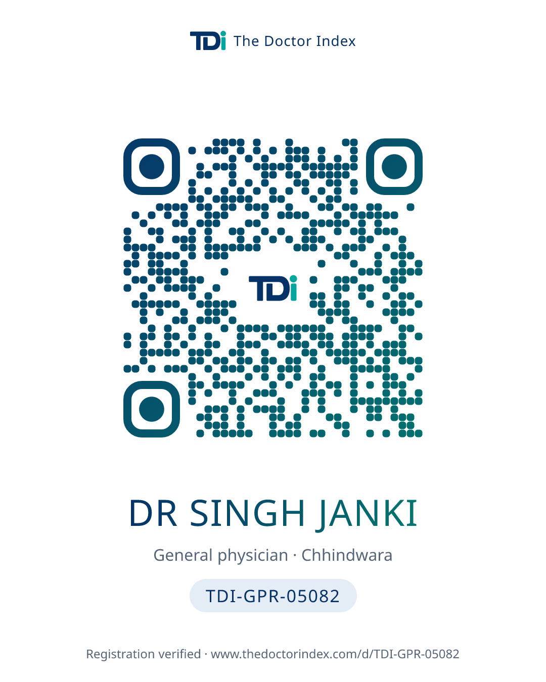 QR card for Dr Singh Janki, TDI-GPR-05082