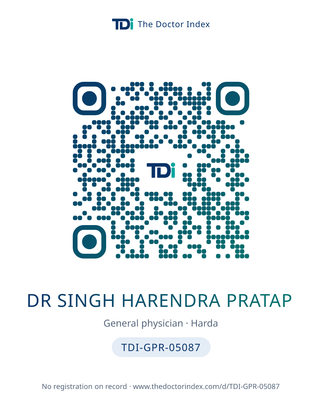 QR card for Dr Singh Harendra Pratap, TDI-GPR-05087