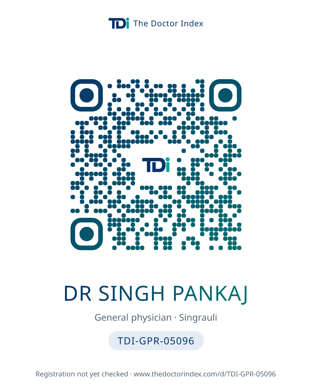 QR card for Dr Singh Pankaj, TDI-GPR-05096