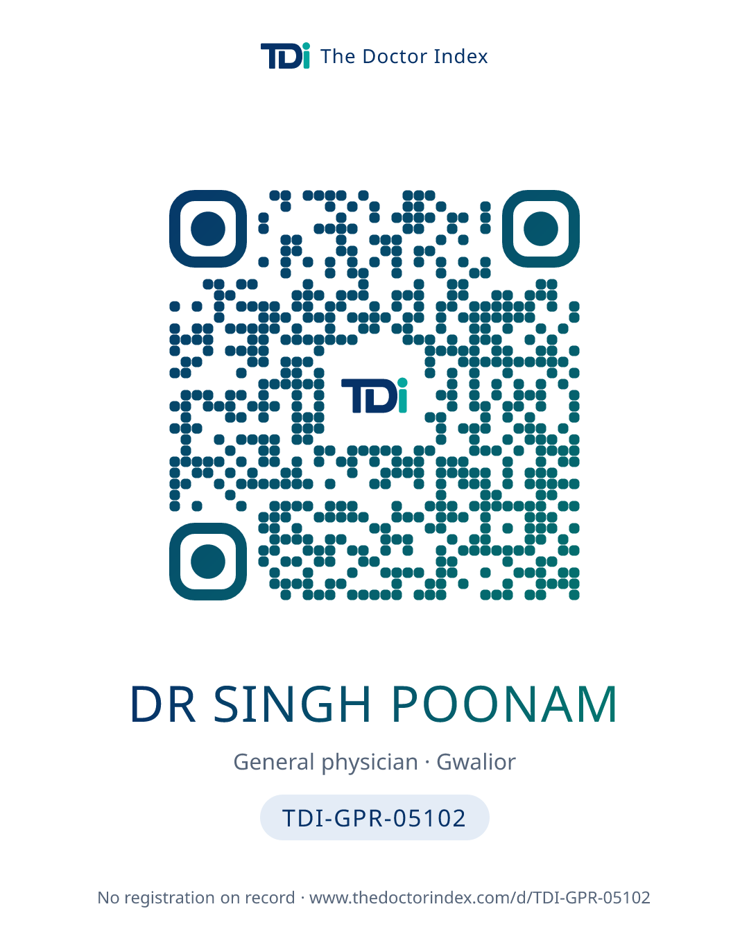 QR card for Dr Singh Poonam, TDI-GPR-05102
