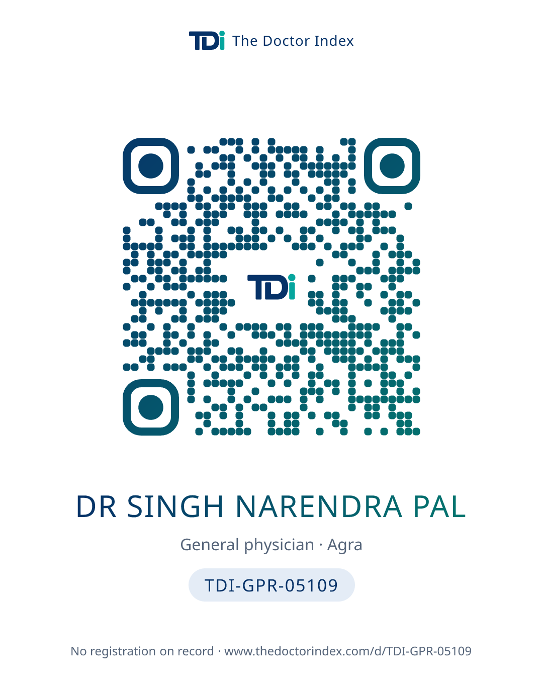 QR card for Dr Singh Narendra Pal, TDI-GPR-05109