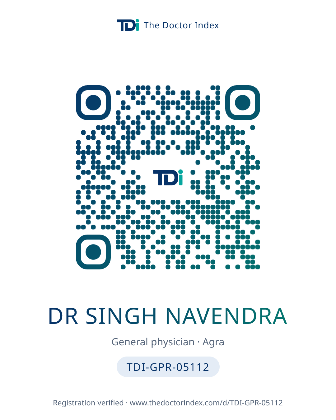 QR card for Dr Singh Navendra, TDI-GPR-05112