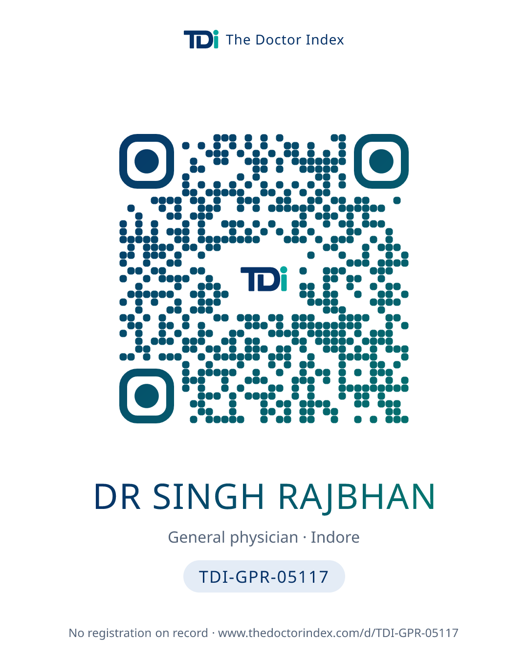 QR card for Dr Singh Rajbhan, TDI-GPR-05117