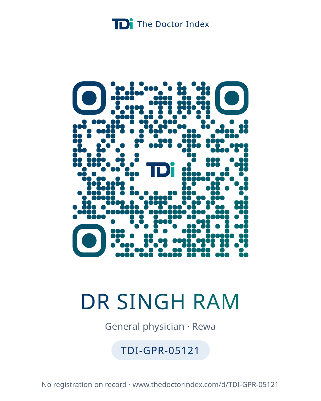 QR card for Dr Singh Ram, TDI-GPR-05121