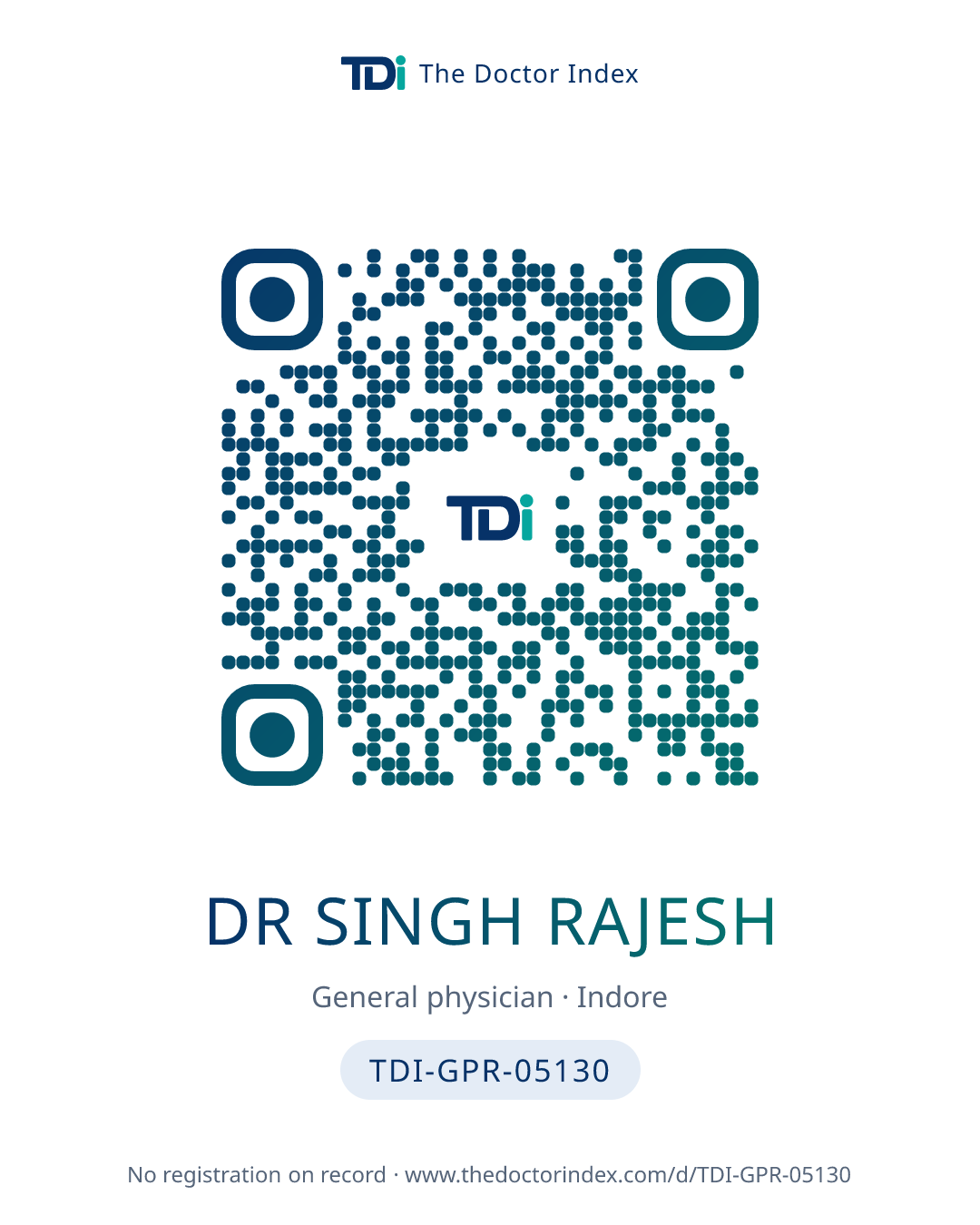 QR card for Dr Singh Rajesh, TDI-GPR-05130