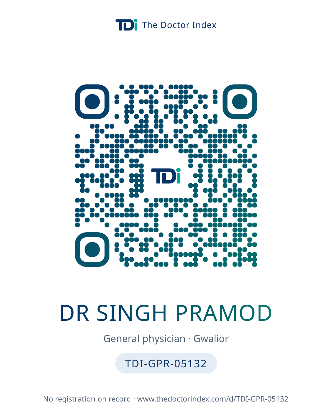 QR card for Dr Singh Pramod, TDI-GPR-05132