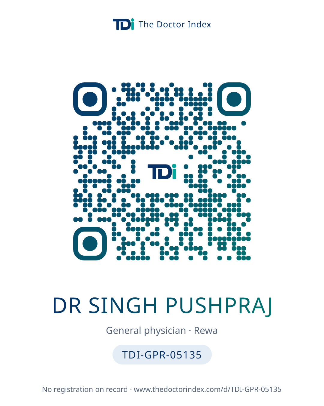QR card for Dr Singh Pushpraj, TDI-GPR-05135