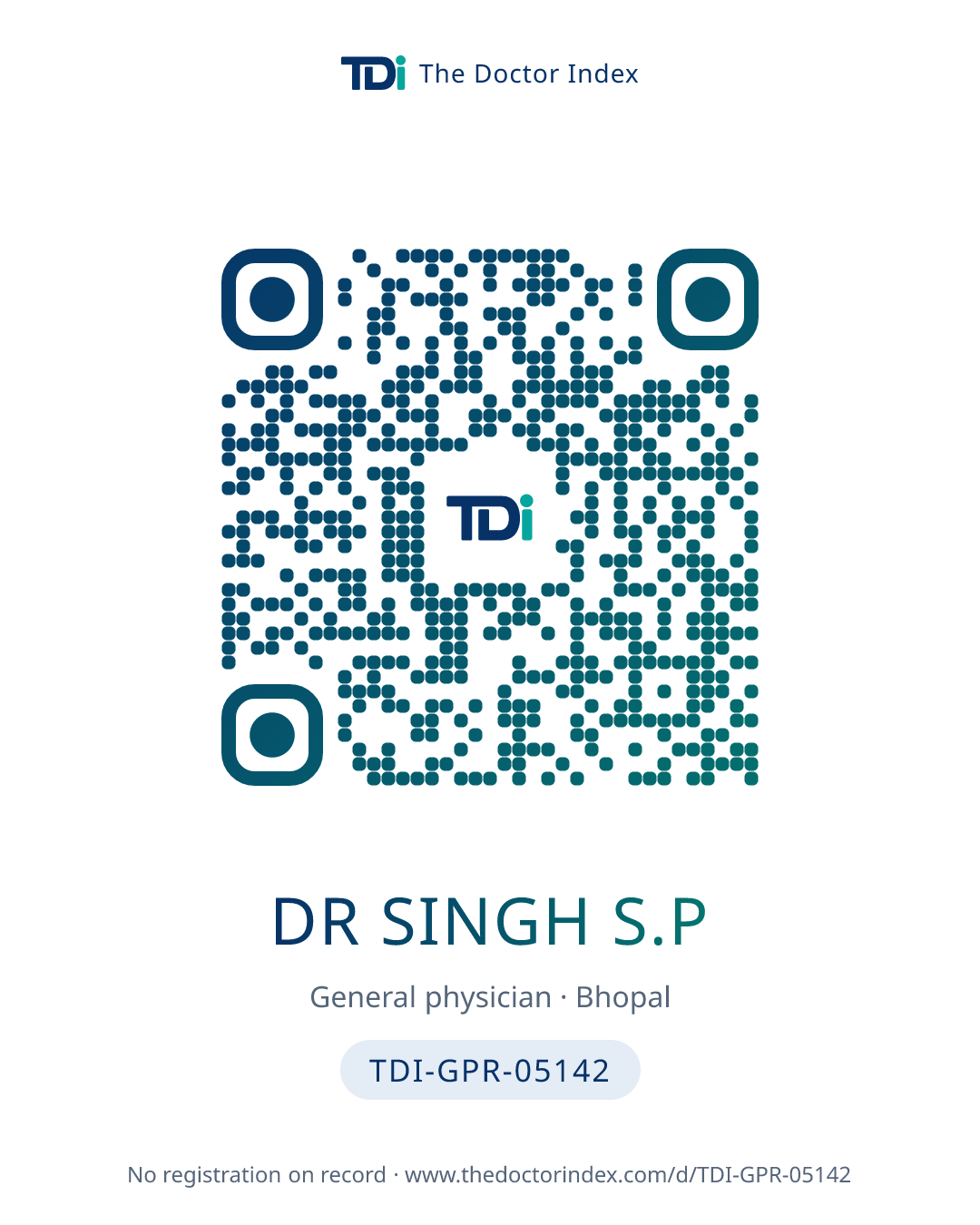 QR card for Dr Singh S.P, TDI-GPR-05142