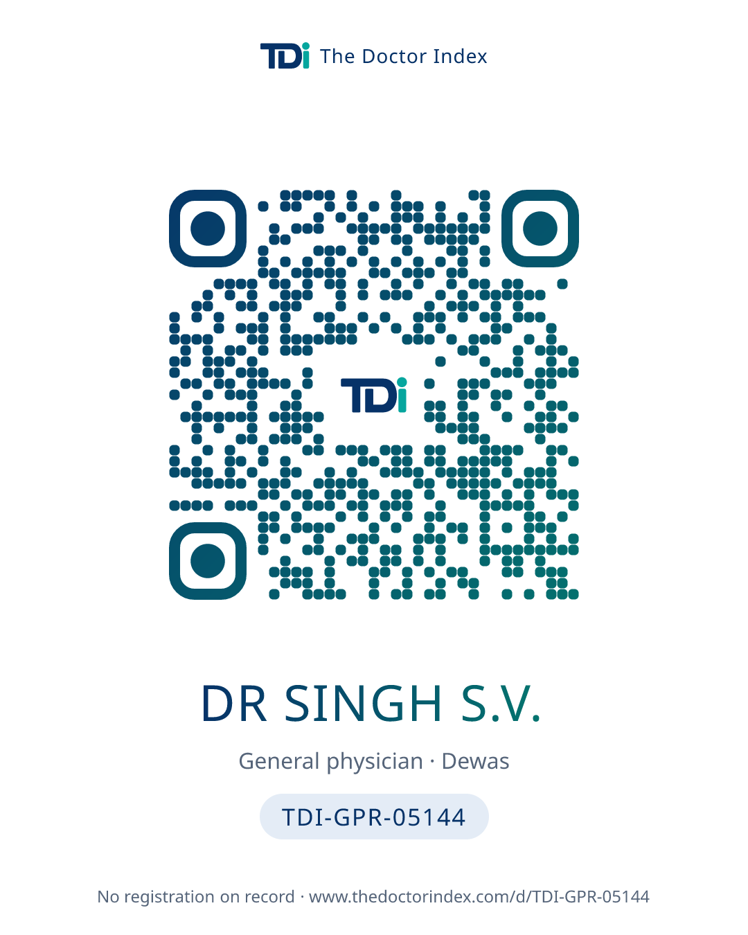 QR card for Dr Singh S.V., TDI-GPR-05144