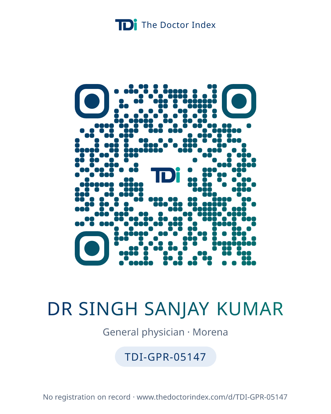 QR card for Dr Singh Sanjay Kumar, TDI-GPR-05147