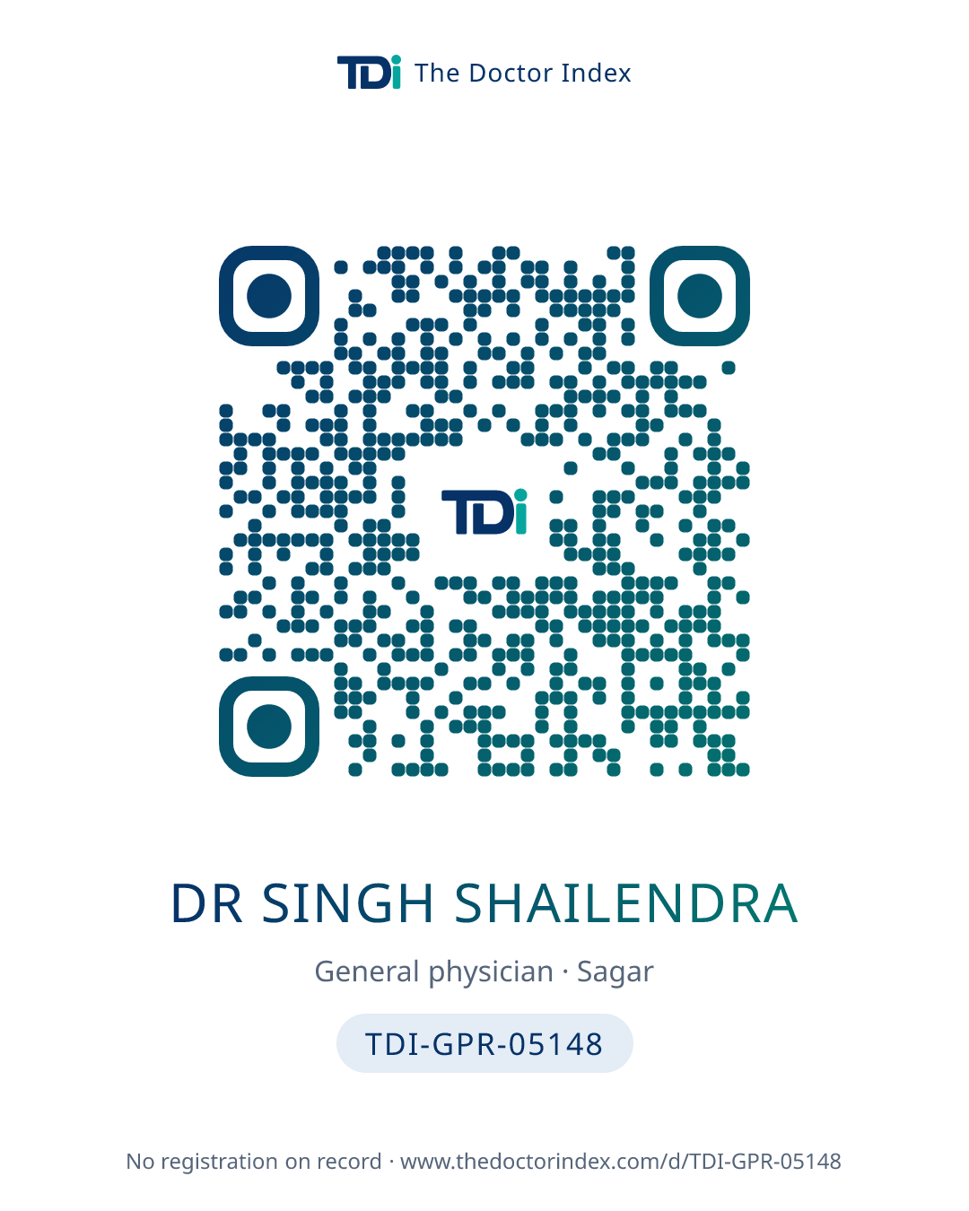 QR card for Dr Singh Shailendra, TDI-GPR-05148